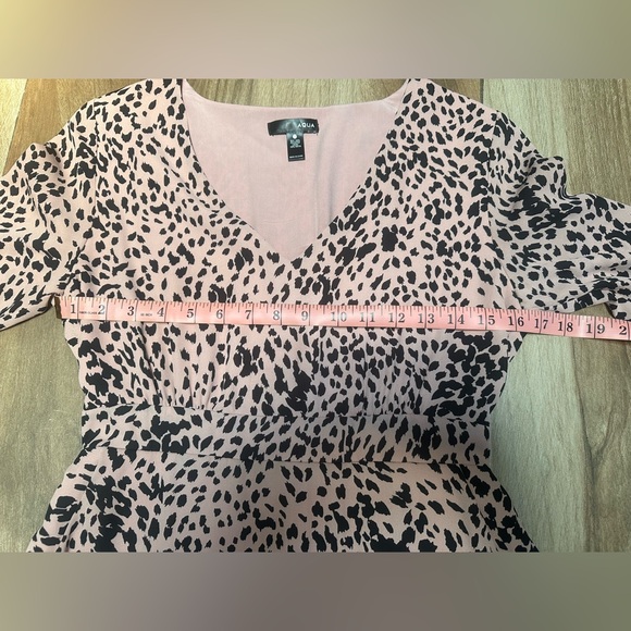 Aqua Pink Black Leopard Print Dress Small V Neck Short Sleeve A Line Pockets - Picture 12 of 12